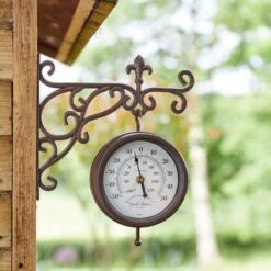 Outside In Designs York Station Wall Clock & Thermometer 5.5in -Garden Furniture Sales 3808484 5063000 2 3 600