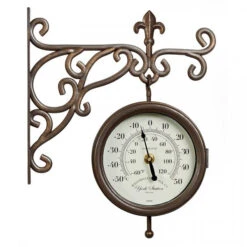Outside In Designs York Station Wall Clock & Thermometer 5.5in