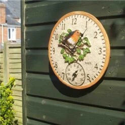 Outside In Designs Robin Wall Clock & Thermometer 12in -Garden Furniture Sales 896743 5064002 3 2 3 600