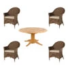 Alexander Rose Roble Bengal Pedestal Table & San Marino Weave Armchair Set -Garden Furniture Sales alexander rose bengal pedastal montecarlo 4 set