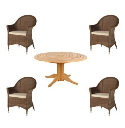 Alexander Rose Roble Bengal Pedestal Table & San Marino Weave Armchair Set
