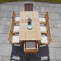 Cotswold Teak Arrow Extending Rectangular Table Set - 6 Chairs -Garden Furniture Sales arrow18024 swpara2.5g swpara3g splmnat 13 1