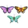 Primus Purple Orange & Cyan Set Of 3 Small Metal Butterfly Wall Art -Garden Furniture Sales primus purple orange cyan set of 3 small metal butterfly wall art