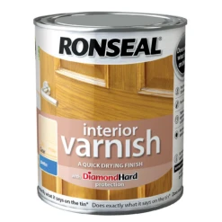 Ronseal Diamond Hard Interior Satin Wood Varnish 750ml -Garden Furniture Sales ronseal diamond hard clear satin wood varnish 0 75l