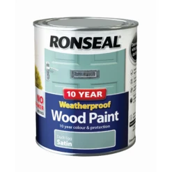 Ronseal 10-Year Weatherproof Satin Wood Paint 750ml -Garden Furniture Sales ronseal duck egg satin wood paint 750ml