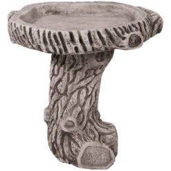 Willowstone Antique Grey Walnut Log Bird Bath WD01AG